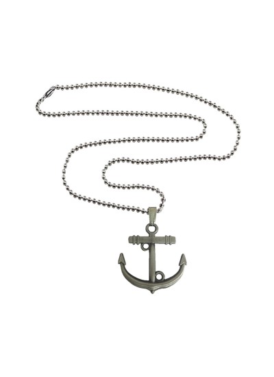 Menjewell Marine Anchor Pendant Silver Metal Pendant